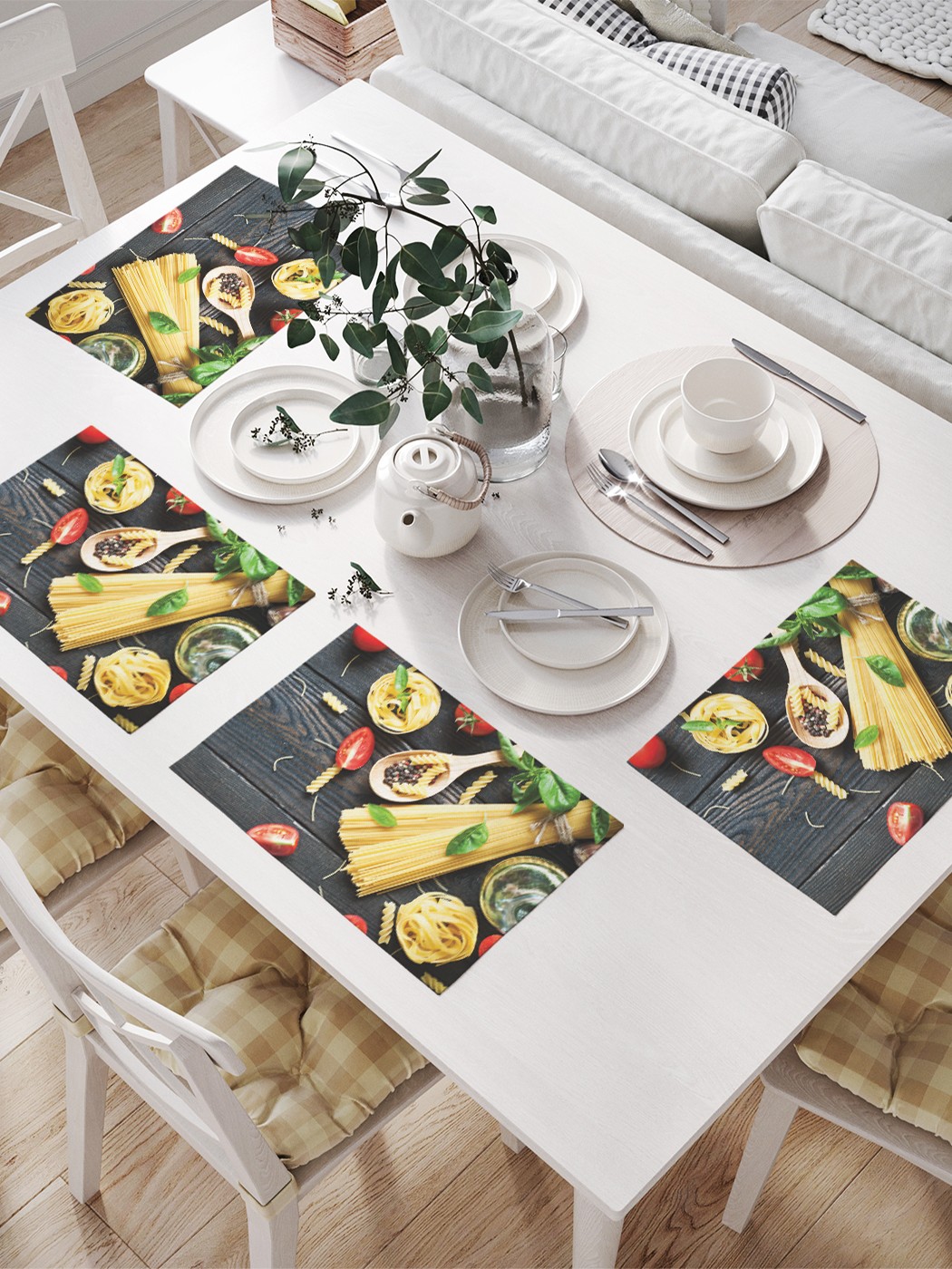 фото Joyarty комплект салфеток для сервировки стола «итальянские спагетти» (32х46 см, 4 шт.)