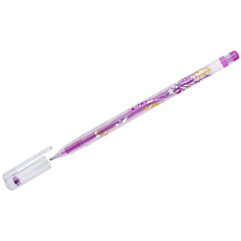 Ручка гелевая Crown Люрекс MTJ-500GLS(D), розовая, 1 мм, 1 шт.