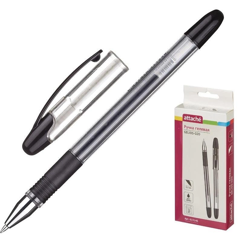 Ручка гелевая Attache Gelios-020 613146, черная, 0,5 мм, 1 шт.