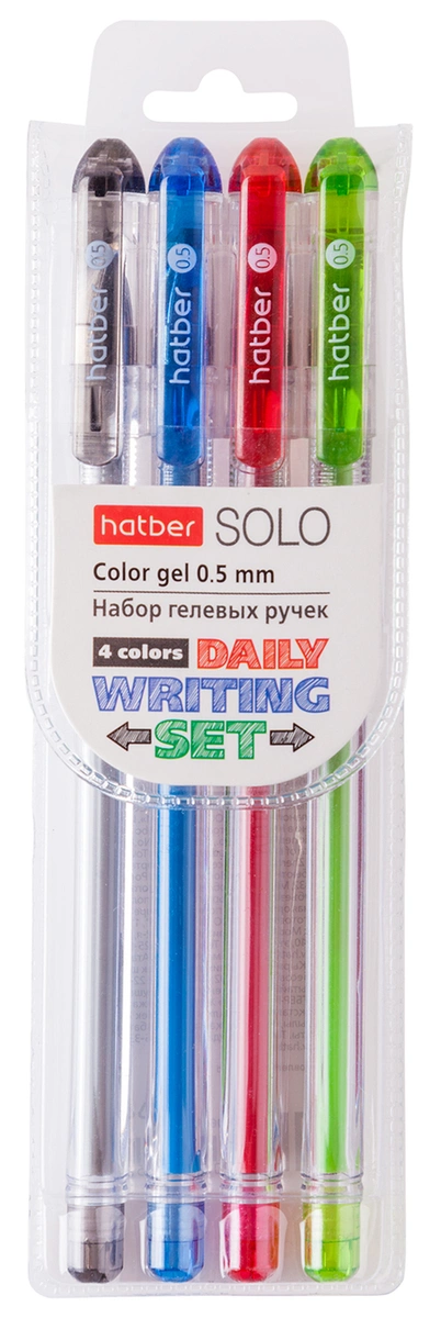 

Набор ручек гелевых Hatber Solo ColorGel, разноцветные, 0,5 мм, 4 шт.