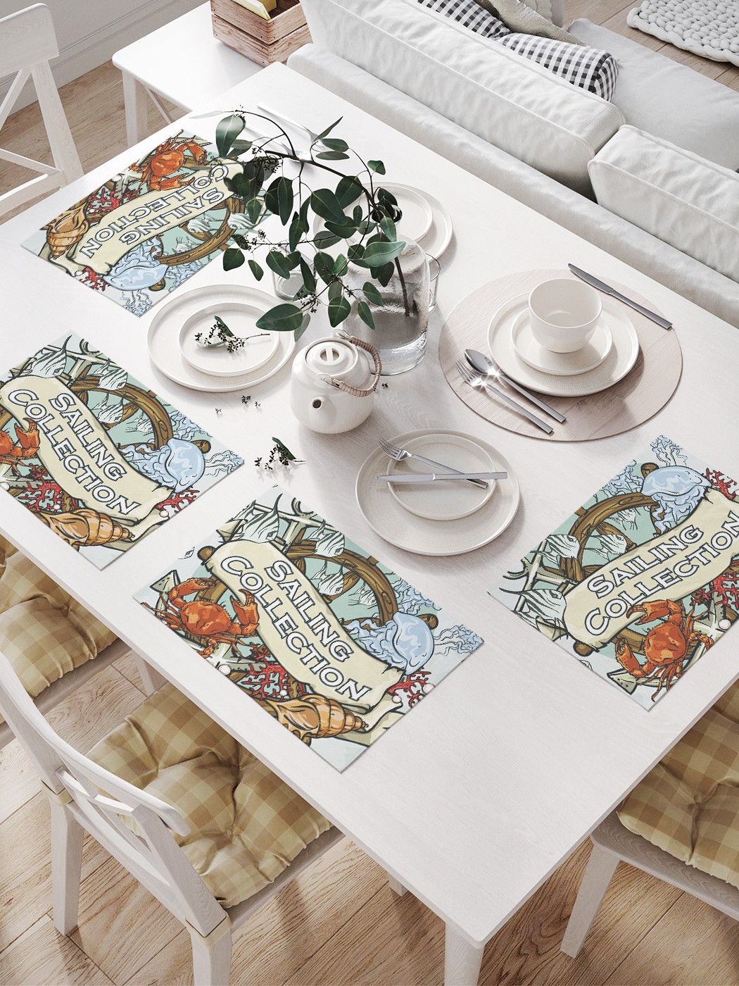 

JoyArty Комплект салфеток для сервировки стола «Коллекция с моря» (32х46 см, 4 шт.), Красный;коричневый;голубой