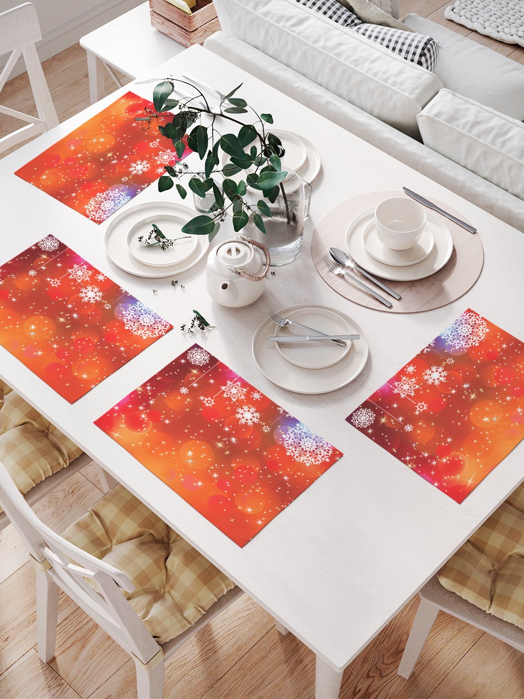 

JoyArty Комплект салфеток для сервировки стола «Снежный туман» (32х46 см, 4 шт.), Оранжевый;коричневый;красный