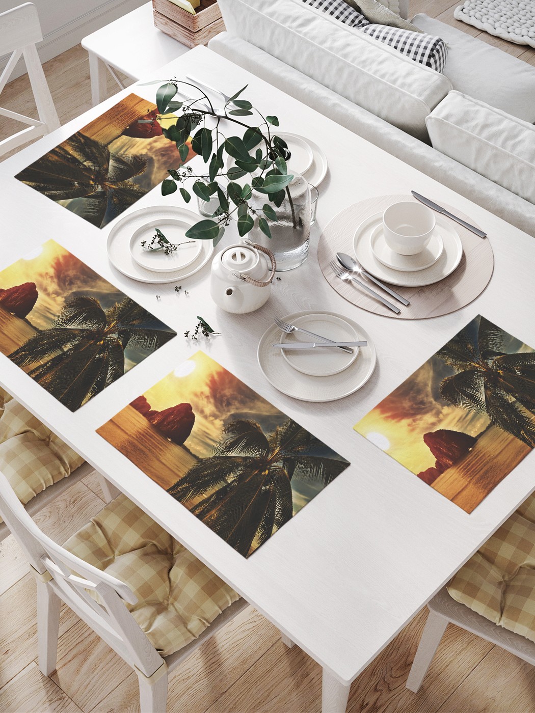 

JoyArty Комплект салфеток для сервировки стола «Пляж при закате» (32х46 см, 4 шт.), Желтый;оранжевый;коричневый