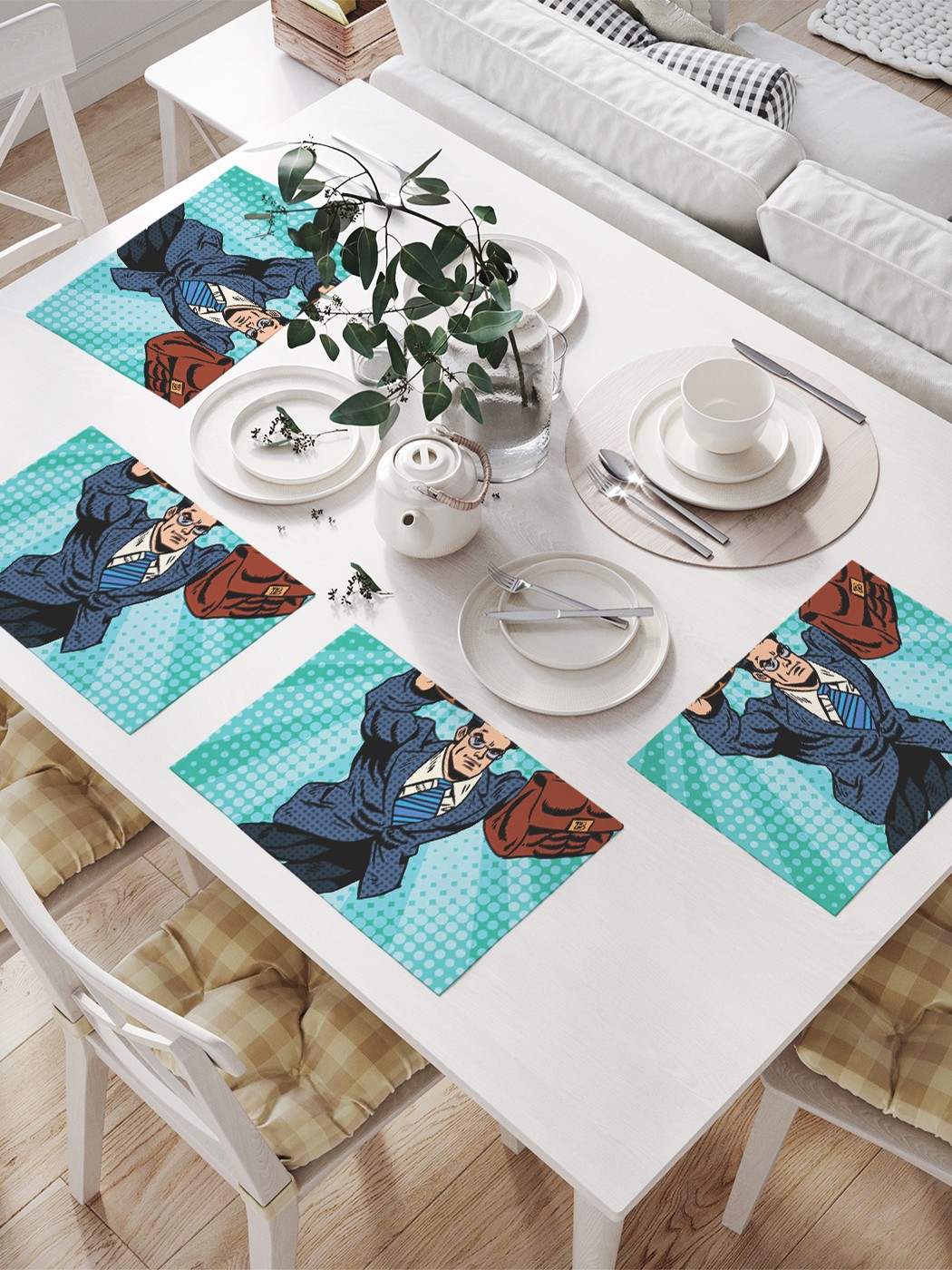

JoyArty Салфетки для сервировки «Мужчина в костюме с пивом» (32х46 см, 4 шт.)