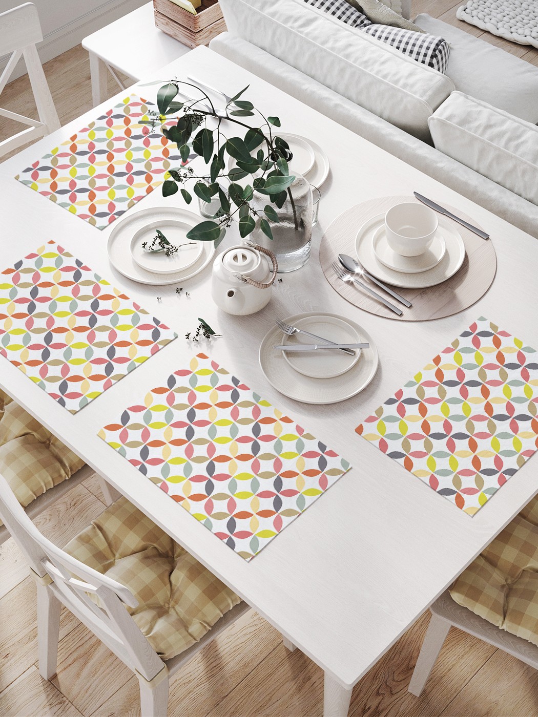 фото Joyarty комплект салфеток для сервировки стола «круги с цветных частей» (32х46 см, 4 шт.)