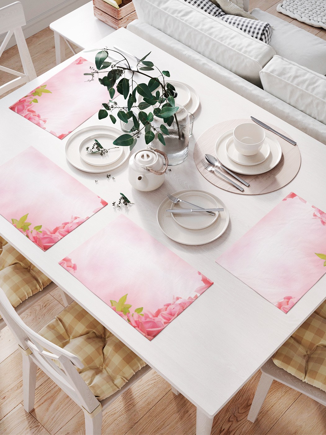 фото Joyarty комплект салфеток для сервировки стола «круг из лепестков роз» (32х46 см, 4 шт.)