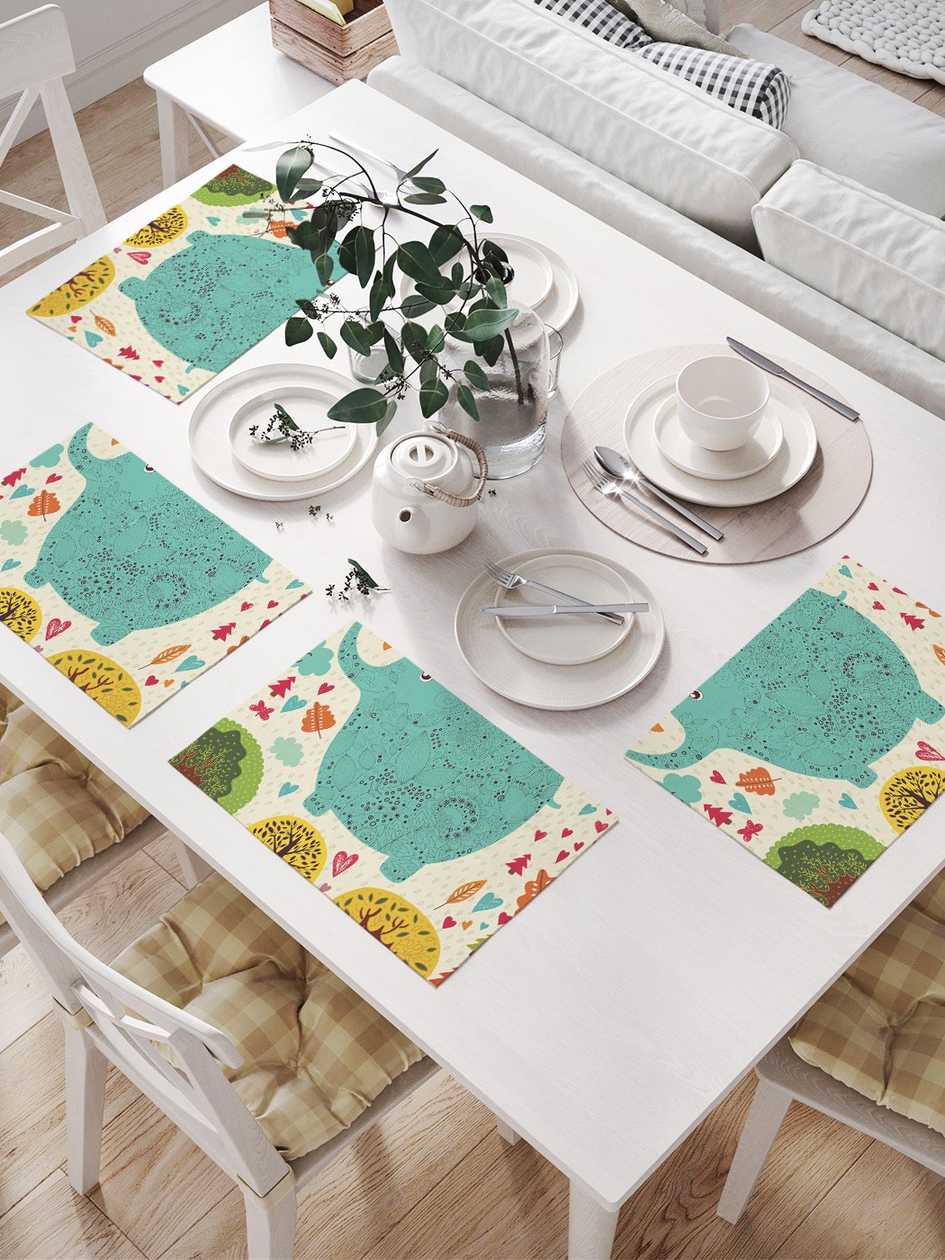 

JoyArty Салфетки для сервировки «Счастливый мир» (32х46 см, 4 шт.), Зеленый;желтый;голубой