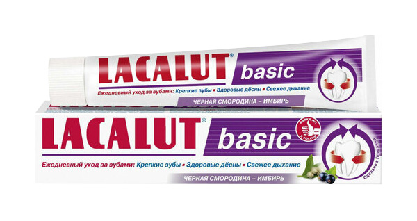 фото Зубная паста lacalut basic, черная смородина-имбирь, 60 г