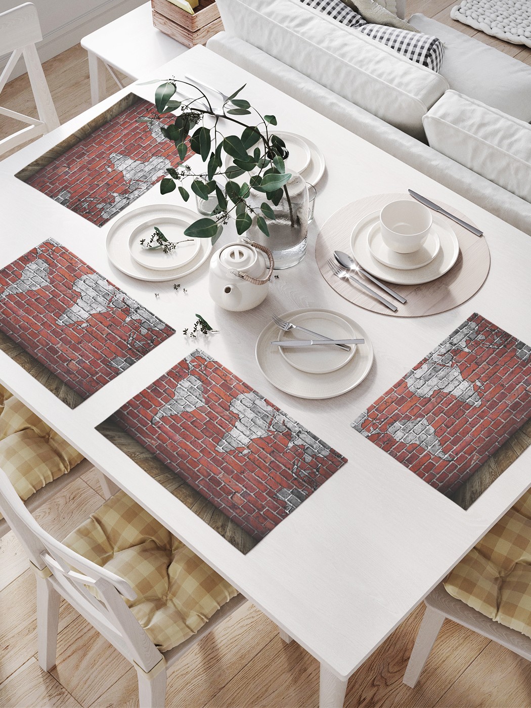 фото Joyarty салфетки для сервировки «стена с картой» (32х46 см, 4 шт.)