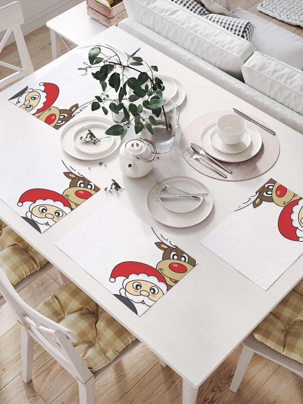 

JoyArty Салфетки для сервировки «Праздничные прятки» (32х46 см, 4 шт.), Красный;белый;коричневый