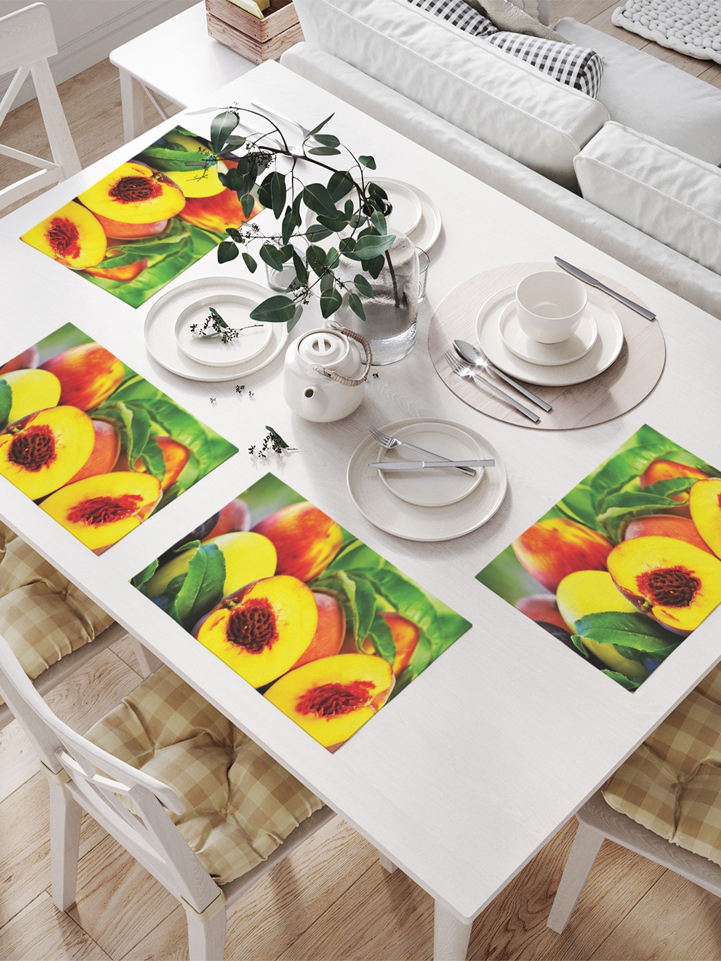 фото Joyarty салфетки для сервировки «персиковый сад» (32х46 см, 4 шт.)