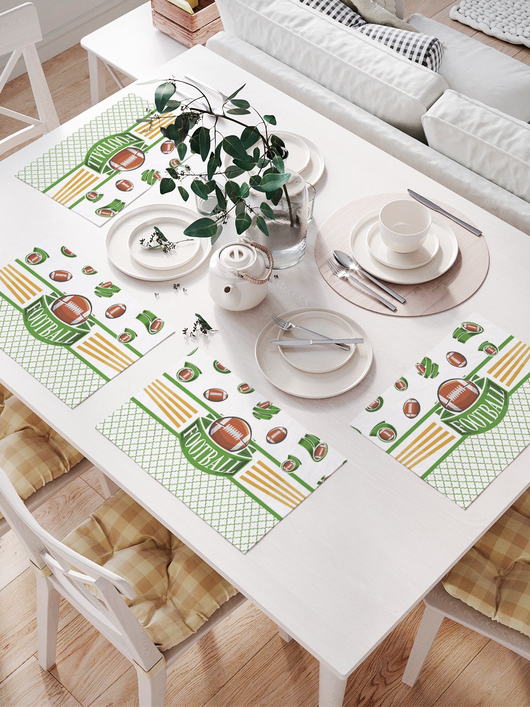 

JoyArty Комплект салфеток для сервировки стола «Футбольные маневры» (32х46 см, 4 шт.), Зеленый;коричневый