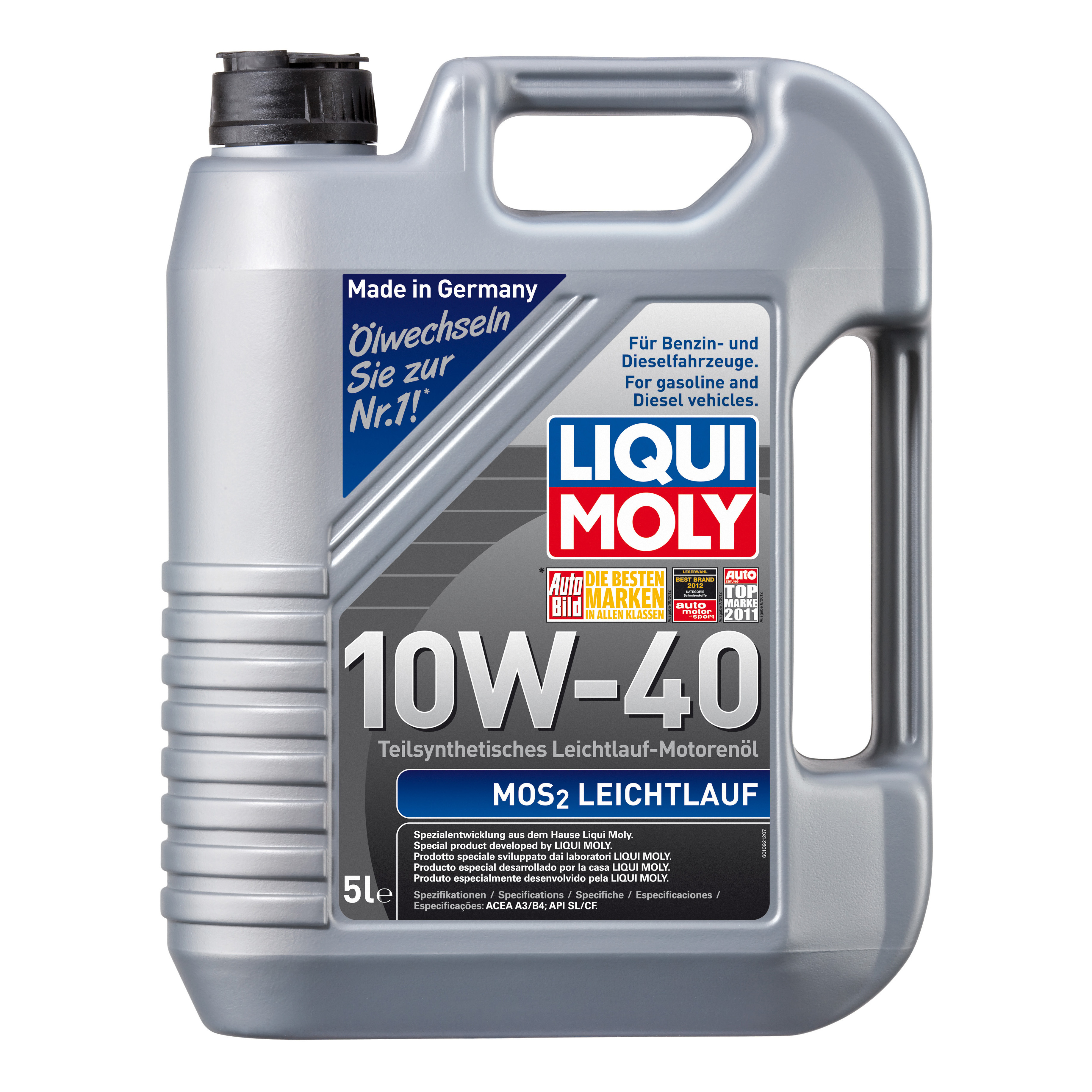 фото Полусинтетическое моторное масло mos2 leichtlauf 10w-40 sl/cf;a3/b4 liqui moly