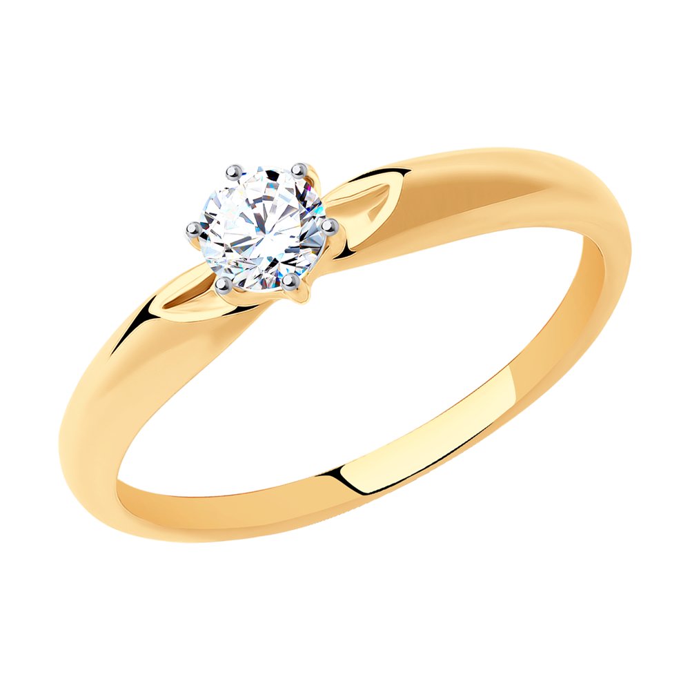 

Кольцо помолвочное из желтого золота с фианитом р. 16.5 SOKOLOV 81010214, 81010214