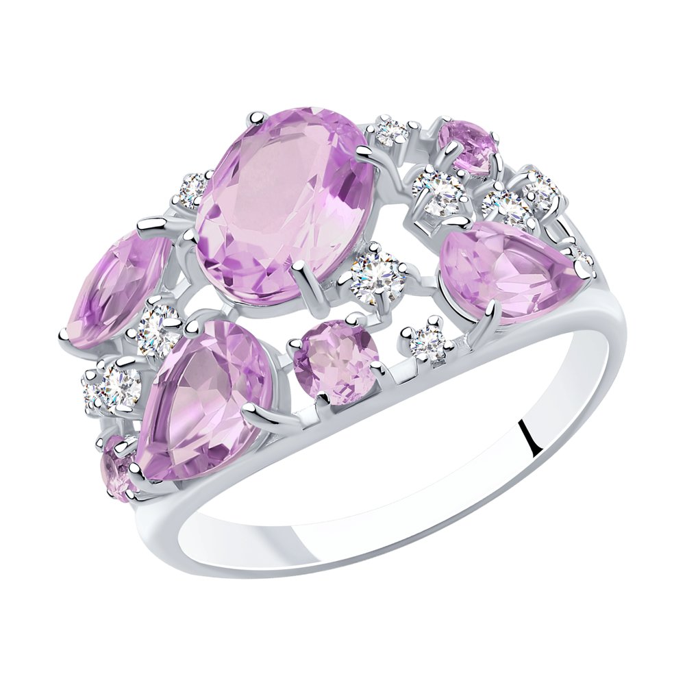 

Кольцо из серебра р. , SOKOLOV 92010221, аметист\фианит, 92010221