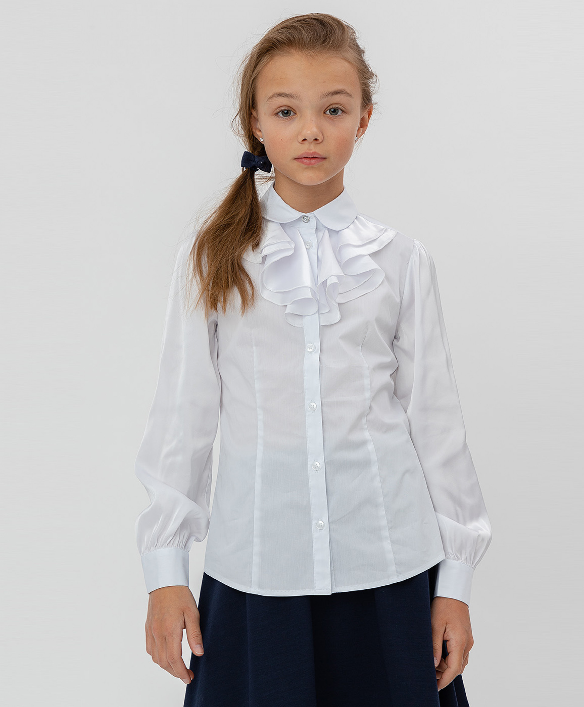 

Белая блузка с шифоновым жабо BUTTON BLUE, модель 220BBGS22100200, размер 170*84*69, 220BBGS22100200