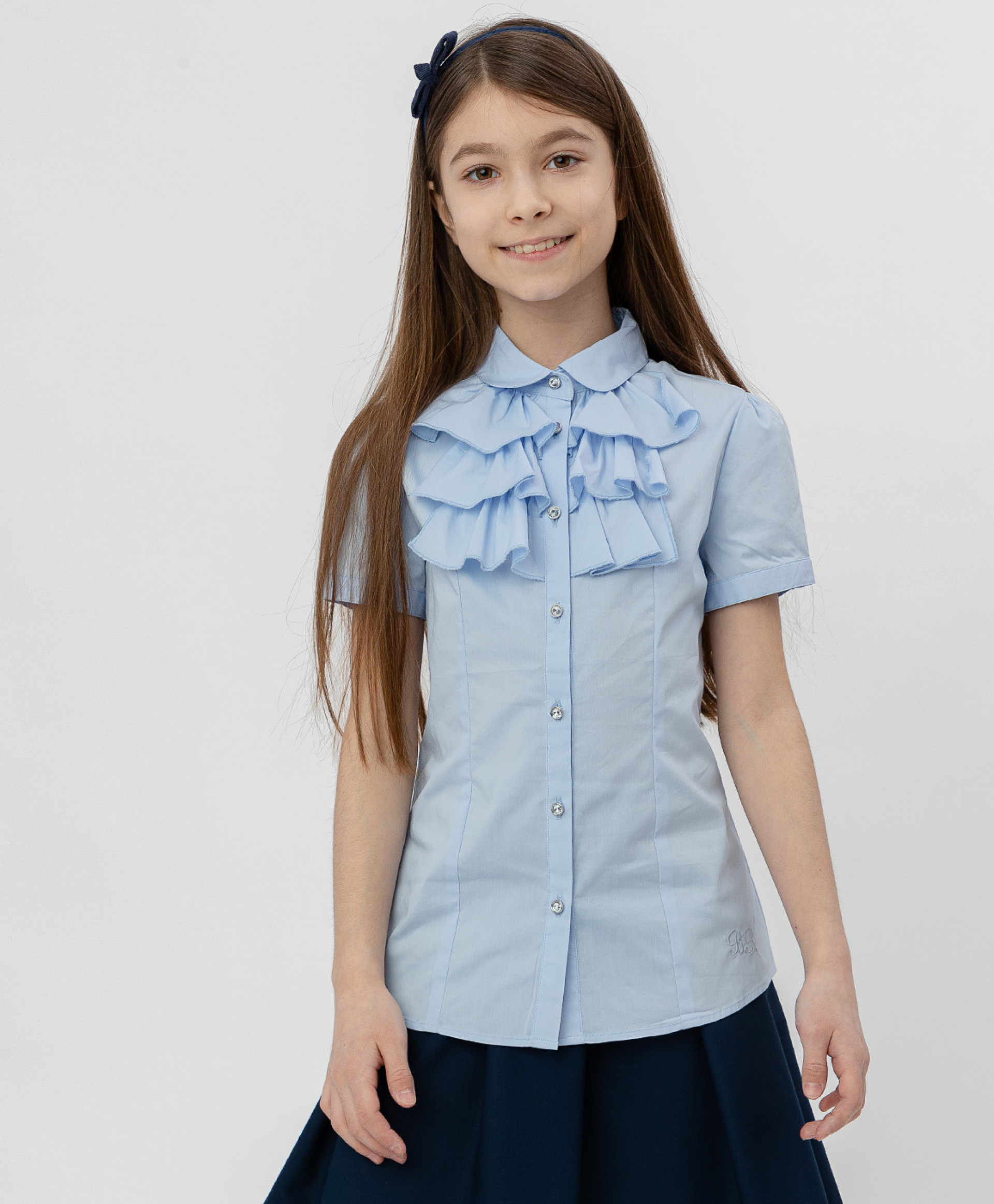 

Голубая блузка с жабо BUTTON BLUE, модель 220BBGS22051800, размер 140*72*63, 220BBGS22051800