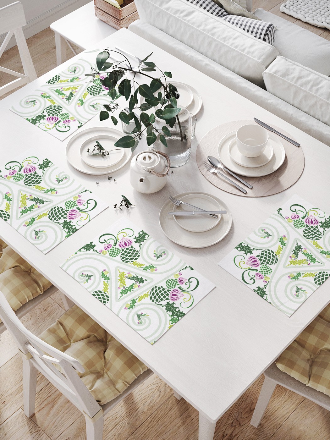 

JoyArty Комплект салфеток для сервировки стола «Дикие спирали» (32х46 см, 4 шт.), Зеленый;розовый