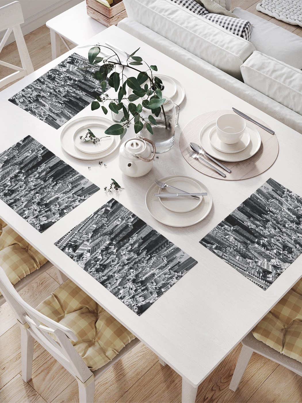 

JoyArty Комплект салфеток для сервировки стола «Городские небоскрёбы» (32х46 см, 4 шт.), Серый;белый;черный