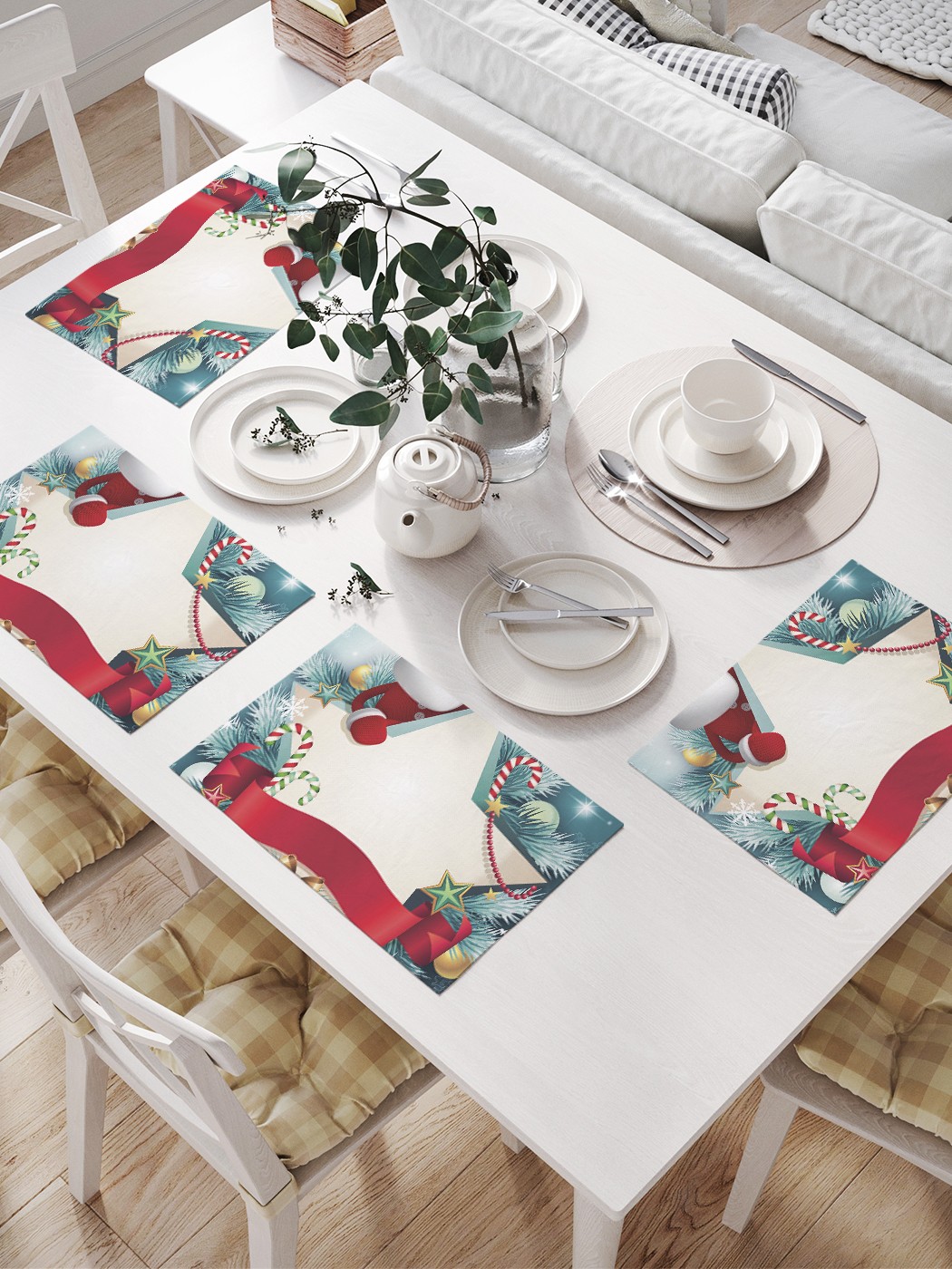 

JoyArty Комплект салфеток для сервировки стола «Новогодняя звезда» (32х46 см, 4 шт.), Золотистый;голубой;красный