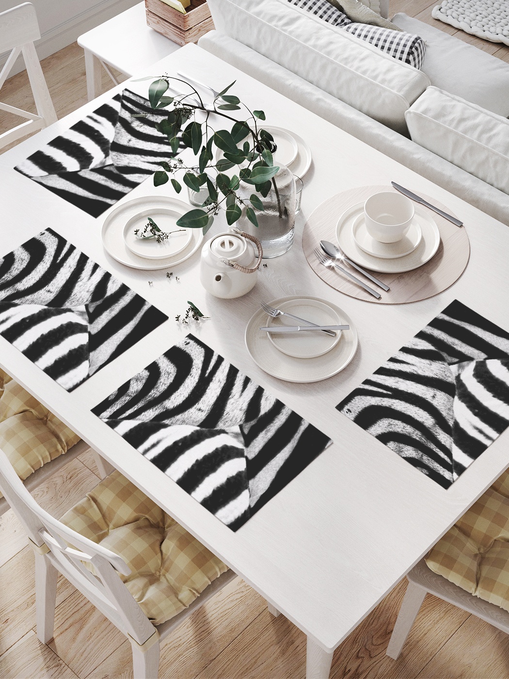 

Комплект салфеток для сервировки стола «Зебровый пазл» (32х46 см, 4 шт.), Черный;серый