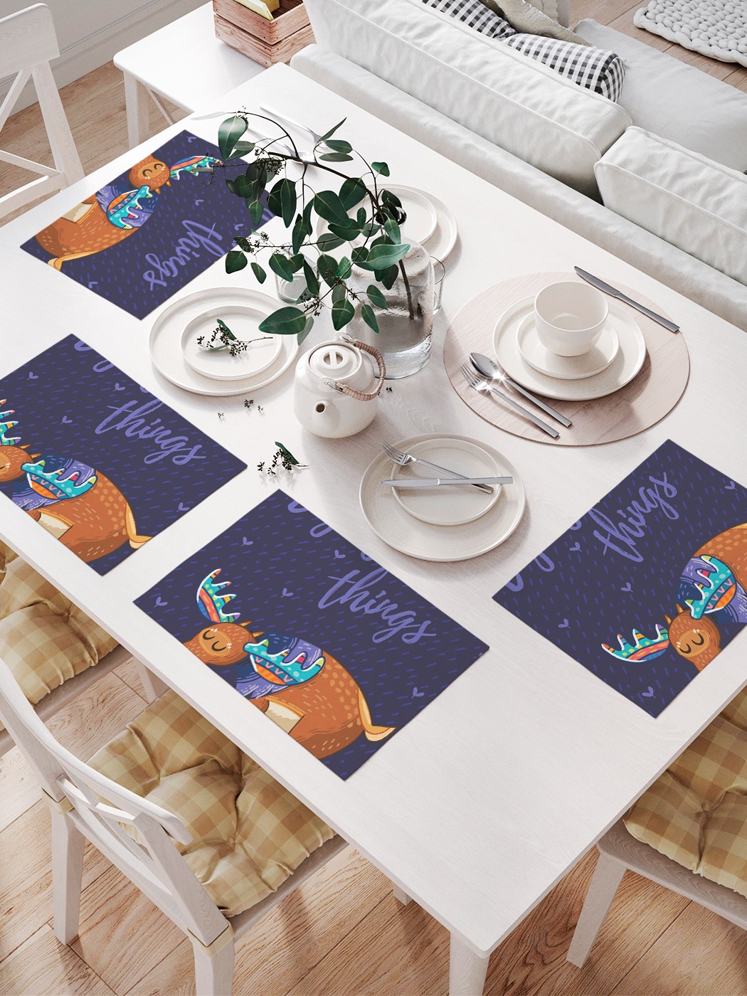 

JoyArty Комплект салфеток для сервировки стола «Лось и сердечки» (32х46 см, 4 шт.), Фиолетовый;коричневый;голубой
