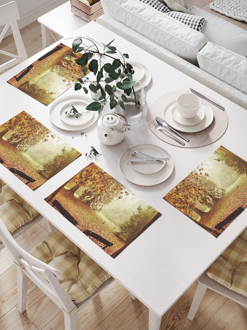 

JoyArty Комплект салфеток для сервировки стола «Лесная беседа» (32х46 см, 4 шт.), Коричневый;зеленый