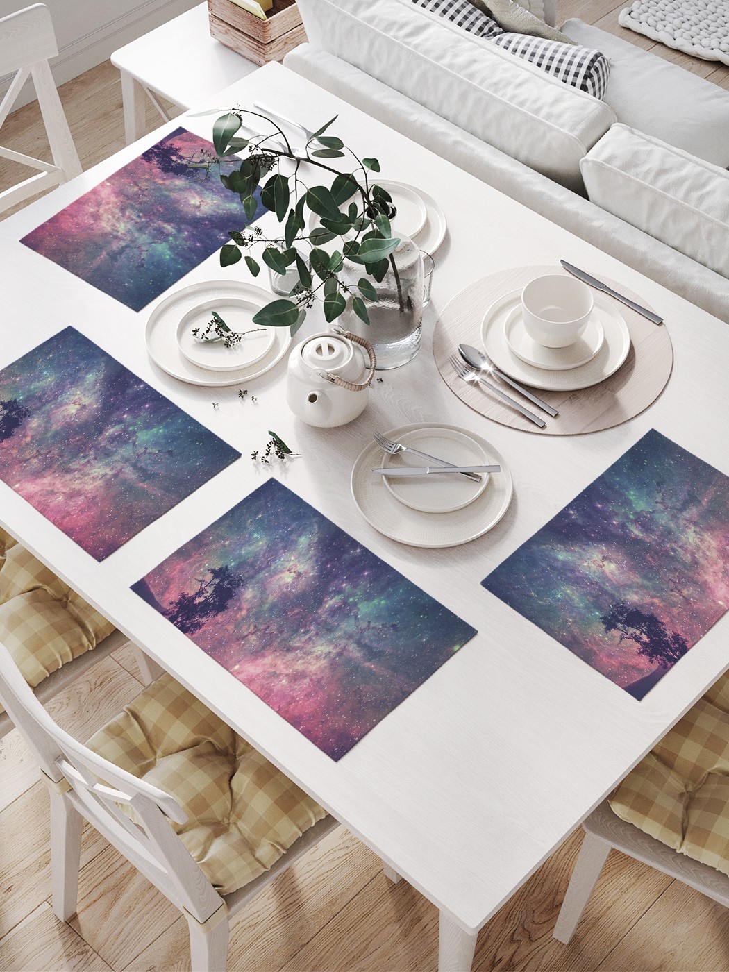 фото Joyarty комплект салфеток для сервировки стола «космическое поле» (32х46 см, 4 шт.)