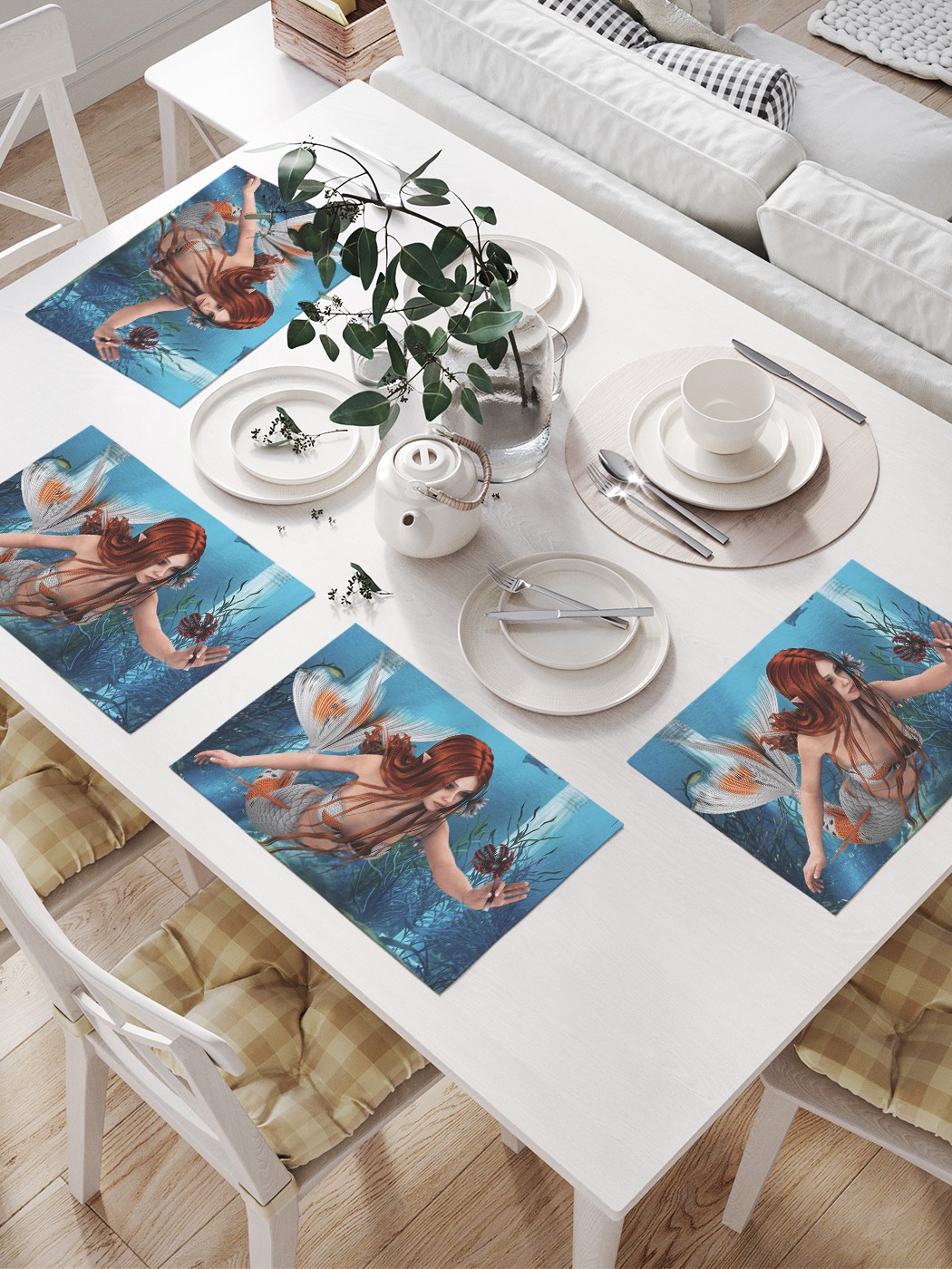 фото Joyarty комплект салфеток для сервировки стола «поиски русалки» (32х46 см, 4 шт.)