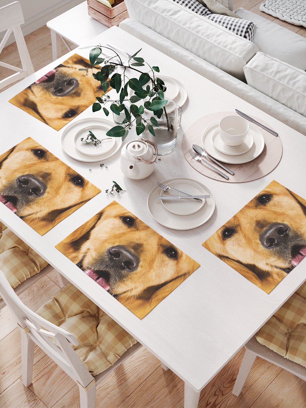 

Комплект салфеток для сервировки стола «Собачья мордашка» (32х46 см, 4 шт.), Желтый;розовый