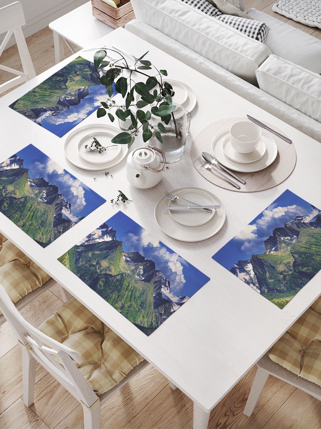 

Комплект салфеток для сервировки стола «Горное настроение» (32х46 см, 4 шт.), Синий;зеленый;черный