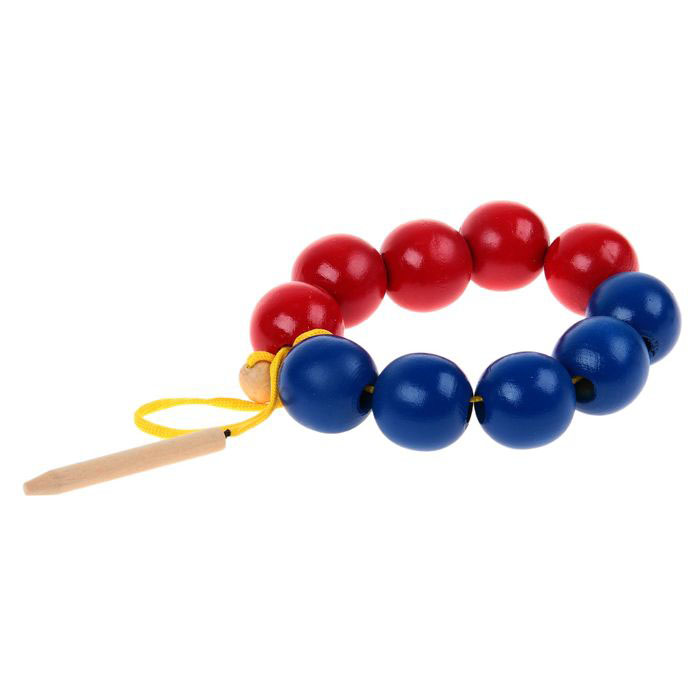

Деревянная шнуровка RNToys Бусы - Счет до 10, большая, красно-синяя