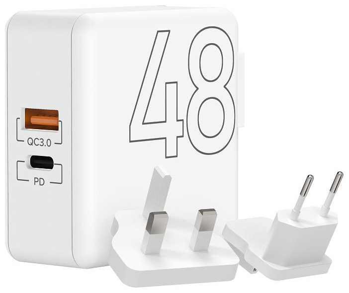 фото Сетевое зарядное устройство lyambda lt48-wt, 1 usb/1 usb type-c, 3 a, white