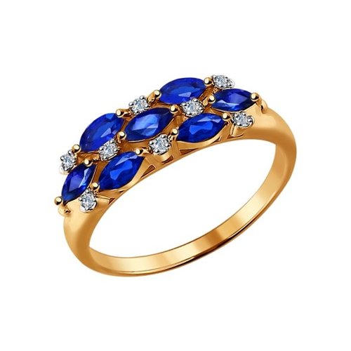 

Кольцо из золота р. 18,5 SOKOLOV Diamonds 2010670, сапфир\бриллиант, 2010670