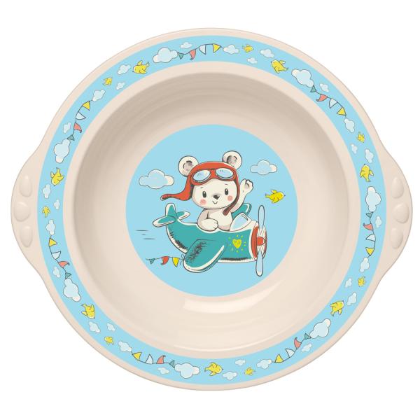 фото Детская тарелка глубокая бытпласт бежево-голубая
