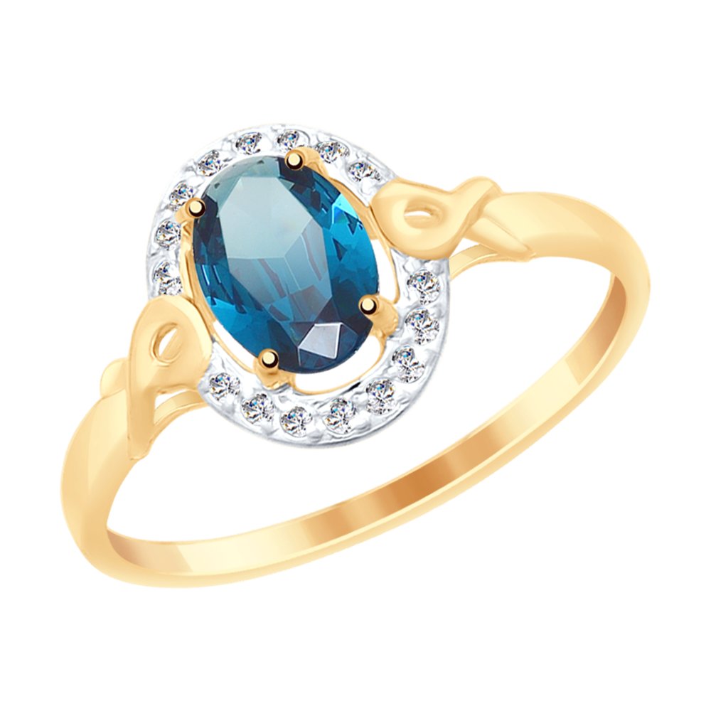 SOKOLOV кольцо из золота с топазом и фианитами 715070