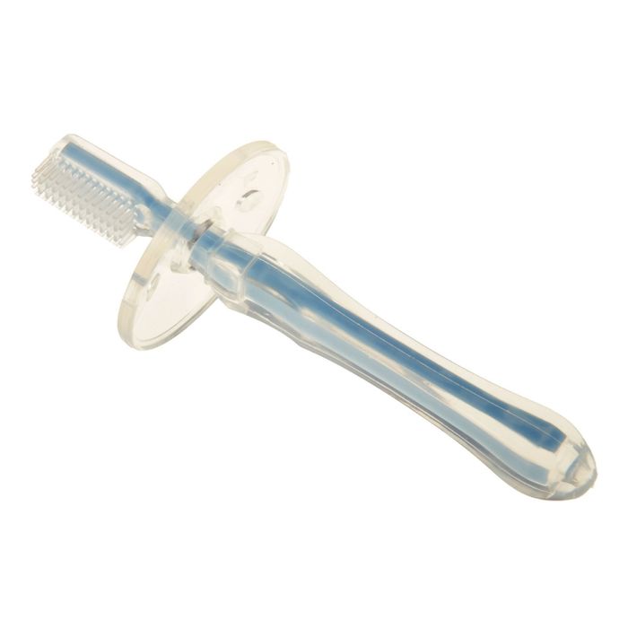 Зубная щётка детская, силиконовая с ограничителем, от 0 мес., цвет голубой Крошка Я