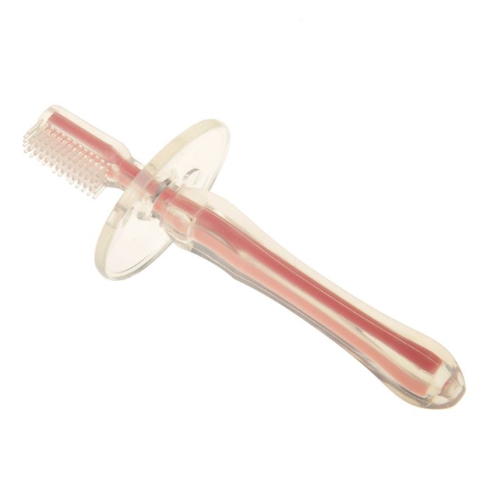 Зубная щётка детская, силиконовая с ограничителем, от 0 мес., цвет розовый Крошка Я