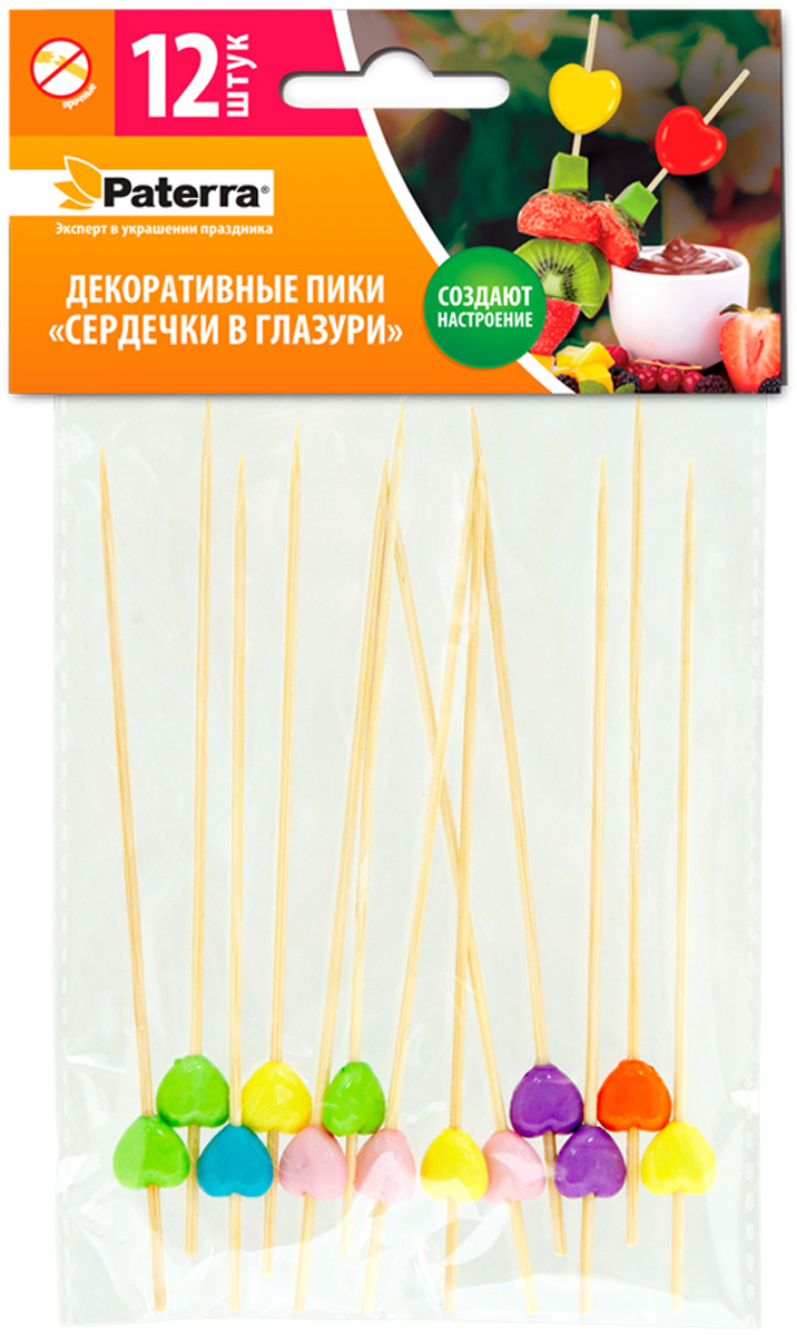 

Пики для канапе "Сердечки в глазури", 12 штук