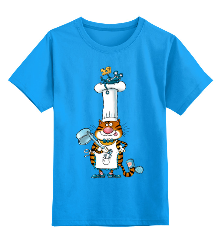 Купить 0000000137220, Детская футболка классическая Printio Повар кот, р. 128,