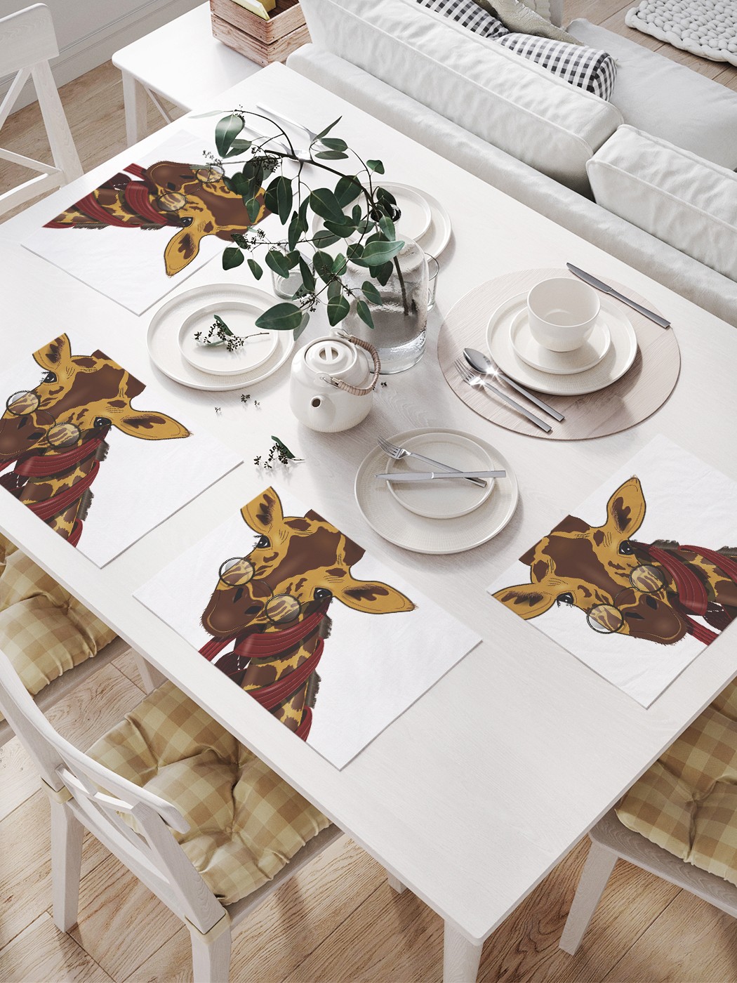 

JoyArty Комплект салфеток для сервировки стола «Любопытство жирафа» (32х46 см, 4 шт.), Коричневый;красный