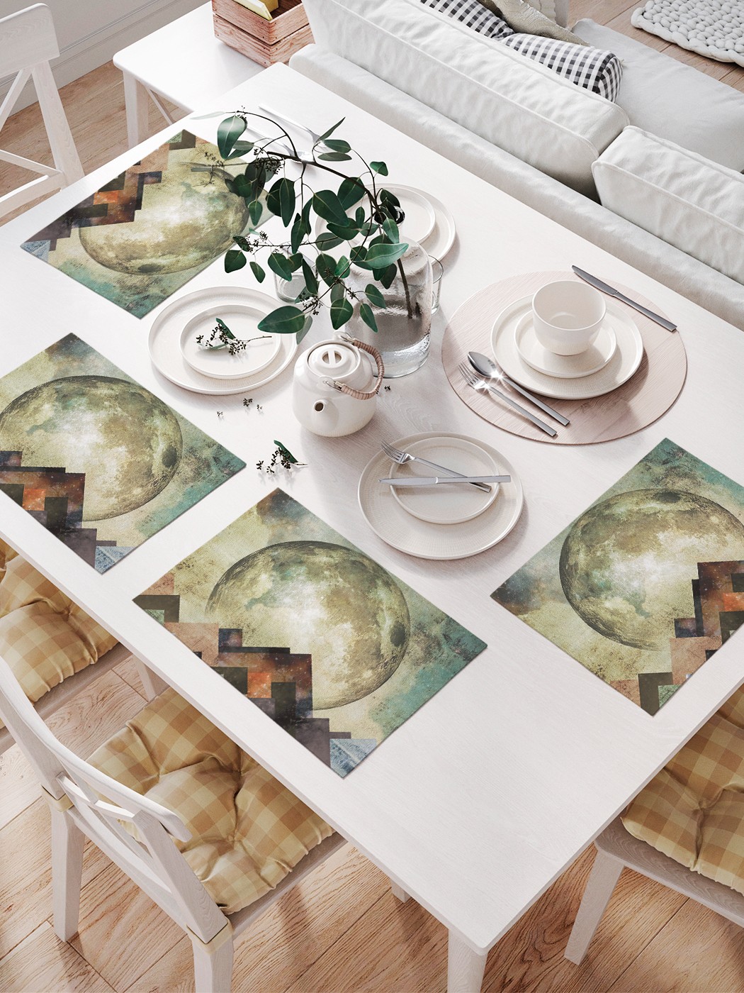 

JoyArty Салфетки для сервировки «Лунное столкновение» (32х46 см, 4 шт.), Серый;коричневый