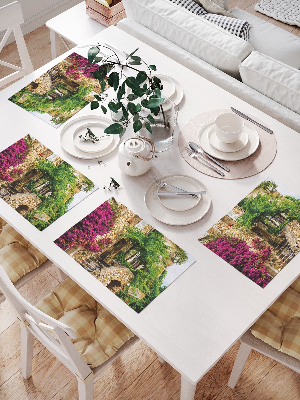 

JoyArty Салфетки для сервировки «Уличная растительность» (32х46 см, 4 шт.), Золотистый;зеленый;розовый