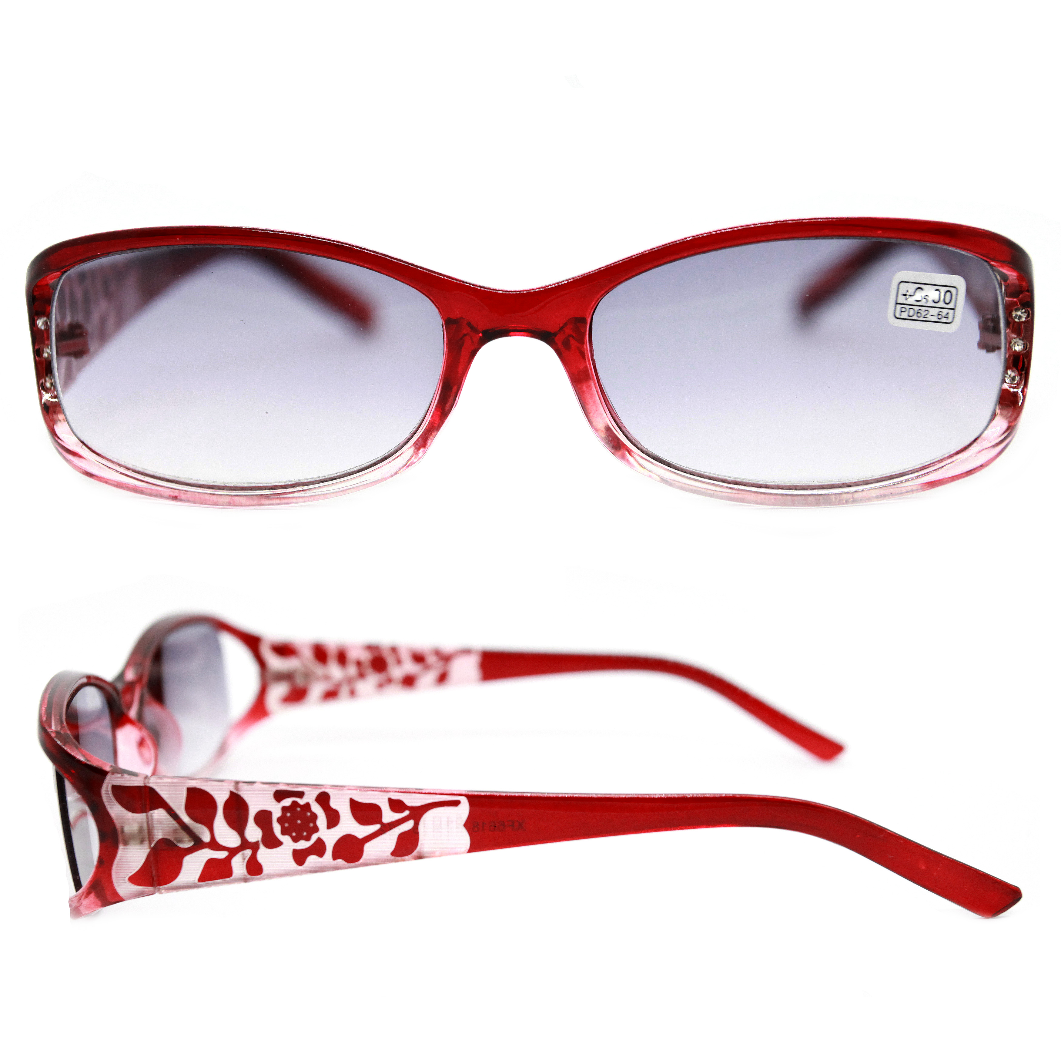 Готовые очки ВОСТОК 6614 +4,00, тонированные, бордовый, РЦ 62-64