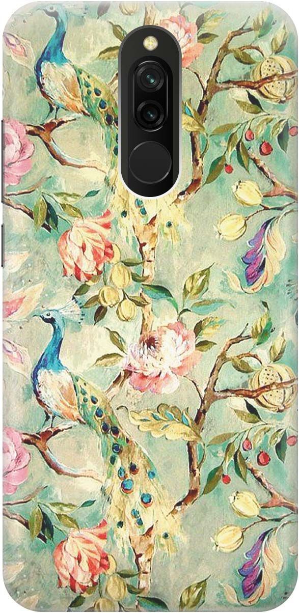

Чехол на Xiaomi Redmi 8 "Винтажный цветочный паттерн", Зеленый;розовый, 441