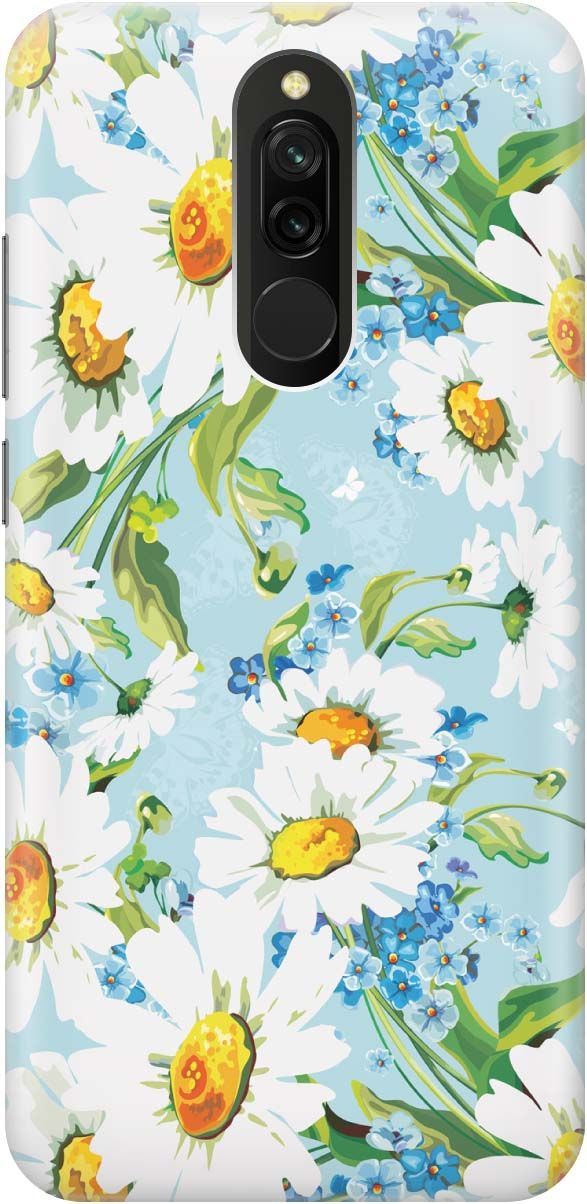 

Силиконовый чехол на Xiaomi Redmi 8 "Поле ромашек", Белый;голубой, 441
