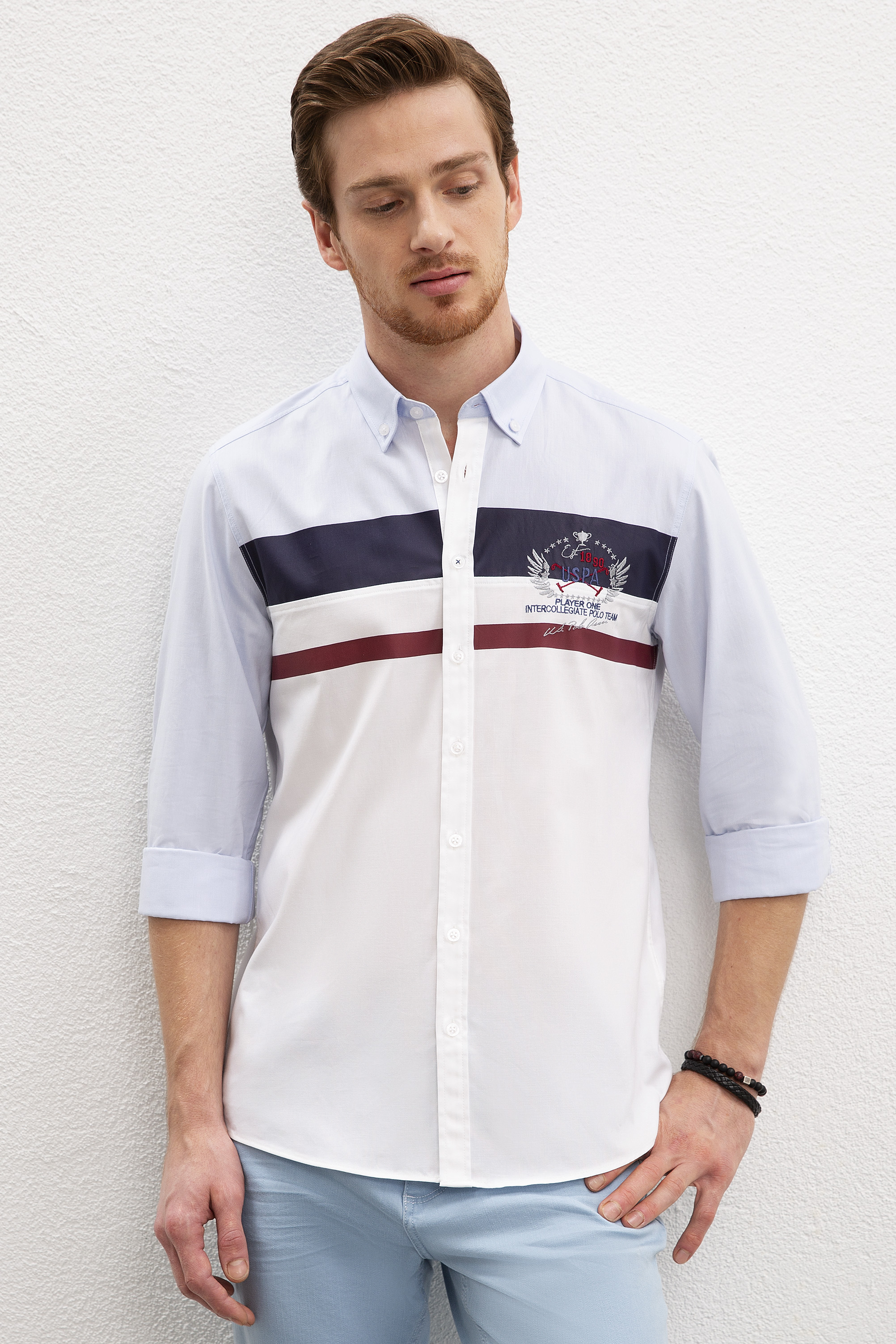 

Рубашка мужская U.S. POLO Assn. G081GL0040MANK голубая S, G081GL0040MANK