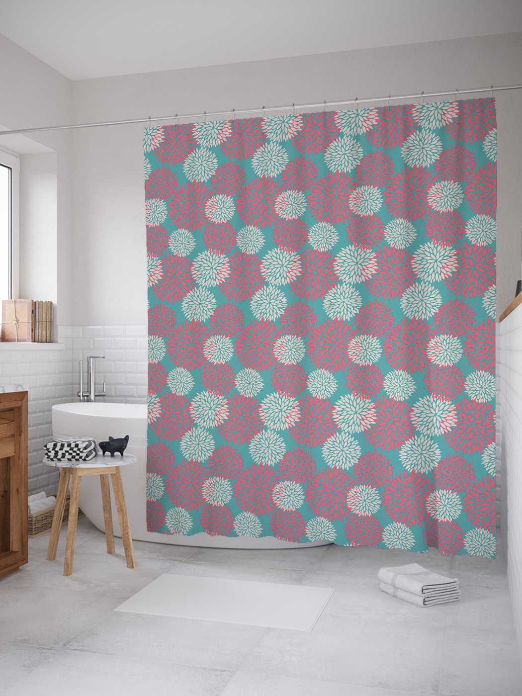 

Штора для ванной JoyArty "Пушистые шары" из сатена, 180х200 см с крючками, Голубой