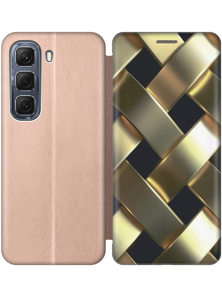 

Чехол-книжка на Infinix Hot 50 4G с принтом "Золотистое плетение" золотой, Золотистый;черный, 786718732