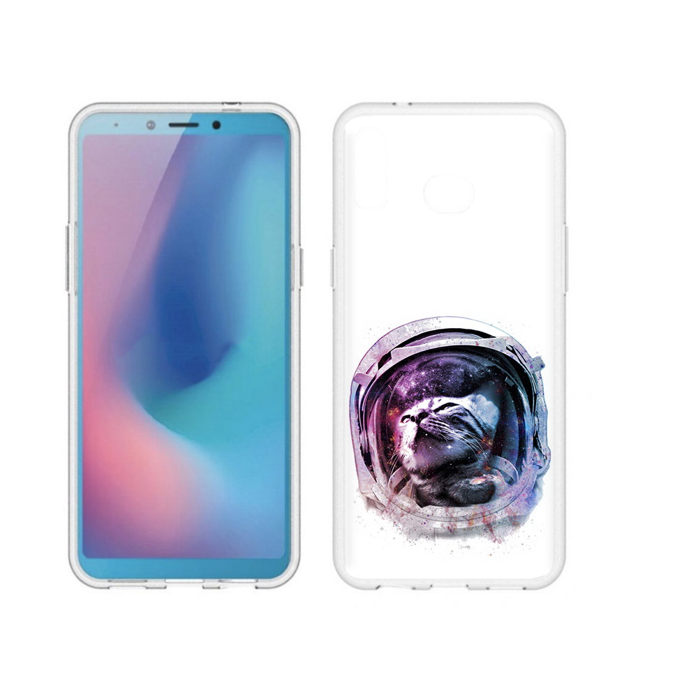 

Чехол MyPads Tocco для Samsung Galaxy A6s кот в шлеме (PT123850.597.396), Прозрачный, Tocco